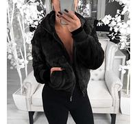 ZXCL Mantel Frauen Winter Faux Pelzmantel Dicke Neue Flauschige Taschen Plüsch Jacke Damen Herbst Winter Mantel Oberbekleidung-Black A,L