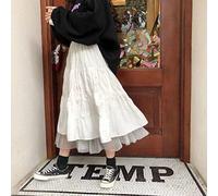 ZXCL Röcke Frauen Mid-Calf Rüschen Chic 2-Layer All-Match-Mesh A-line Elegant Sweet Korean Style Fashion Womens Harajuku-White,L