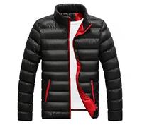 ZXCL Übergröße Männerjacke Winter warm Dicker wasserdichter Windschutz-Strickjacke-Stehkragen-Taschen Daunenmantel Oberbekleidung-Black,L