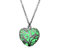 ZXCL Vintage Mond Leuchtende Glühen Mondstein Anhänger Halskette Frauen Schmuck Lange Kette Lotus Buddha Anhänger Halsketten Geschenke-ZLN283-1