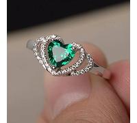 ZXCM Einfache Mode Grün Kristall Herz Ringe Für Frauen Weibliche Ring Schmuck Damen Liebe Versprechen Hochzeit Schmuck