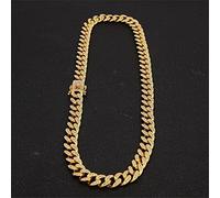 zxcs 13mm Kubaner Halskette Kette Hip Hop Schmuck Choker Gold Silber Farbe Rhinestone Verschluss für Herren Rapper Halsketten Link-Gold Necklace,18inch