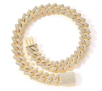 zxcs 20mm Out-Ketten für Männer Miami Cuban Link Halskette Luxus Micro Gepflasterte Kubanische Kette Hip Hop Schmuck-Gold-Color,18inch