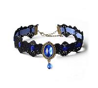 zxcs Böhmische Spitze Choker Halskette Frauen Vintage Schwarz Rot Blau Kristall Halsketten Gothic Punk Collar Choker Schmuck