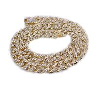 zxcs Heavy Herren Hip Hop Miami Kubanische Link Kette Euro Out Bling Rapper Curb Strass Goldene Halskette 13mm Punk Tänzerin Geschenk Schmuck-Gold ColorNecklace,8inch