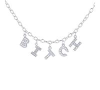 zxcs Kette Original Persönlichkeit Hip Hop Brief Choker Halsketten Für Frauen Trendige Silberfarbkette Punk-Stil Mädchen-B-Bitch