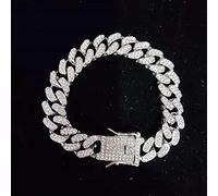 zxcs Männer Frauen Hip Hop Kette Halskette Hohe Qualität 13mm Breite Miami Kubanische Kette Hiphop Halsketten Modeschmuck-Silver Bracelet,18inch Necklace