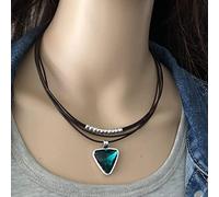zxcs Neue heiße Modeschmuck Vintage Retro Multiliyer Leder Dreieck Kristall Anhänger Choker Halskette