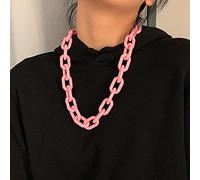 zxcs Punk Hip Hop Mode Acryl Link Kette Halskette Rock Gothic Chunky Plastic Choker Kragen Halskette Für Frauen Zubehör-pink