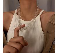 zxcs Punk Hip Hop Mode Acryl Link Kette Halskette Rock Gothic Chunky Plastic Choker Kragen Halskette Für Frauen Zubehör-Crystal