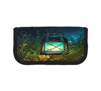 ZXMDZTSS Federmäppchen aus Segeltuch mit Glühwürmchen und Laterne, stilvolles zweifarbiges Design, Make-up- und Schreibwaren-Organizer für Schule, Reisen, Schwarz , Einheitsgröße, Reisetasche