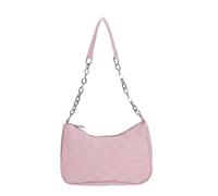 ZXYLX 1 Handtasche, Damenhandtasche, modische, lässige kleine Handtasche, karierte Clutch, einfarbige Umhängetasche, Umhängetasche mit Reißverschluss, Achseltasche (Rosa)