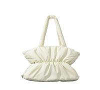 ZYAGH Drawsting Soft Puffer Bag Designer gesteppte Damen Umhängetaschen Nylon Down Cotton Tote Bag Einfache Damenhandtaschen(Beige)