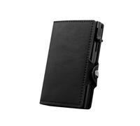 ZYAGH Minimalistische UP-Geldbörse aus Leder mit Blockierung, automatischer Mini-Kartenhalter(Black no Zipper)