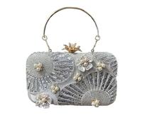 ZYHARUKO Anspruchsvolle Abendtasche Handtasche mit Pailletten und Perlen Luxus Braut Geldbörse Schultertasche Brautjungfer Zubehör Hochzeit Zubehör, silber, One Size