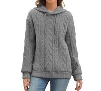 ZYHARUKO Damen-Kapuzenpullover, lässiges gemustertes Sweatshirt mit Farbblock-Design und Taschen, lässiger Pullover, grau, S-XXL