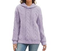 ZYHARUKO Damen-Kapuzenpullover, lässiges gemustertes Sweatshirt mit Farbblock-Design und Taschen, lässiger Pullover, violett, S-XXL