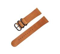 zyimodl 20-22mm weiches und flexibles Rindsleder-Uhrenarmband im Vintage-Stil mit schwarzer 3-Ring-Schnalle, 20mm