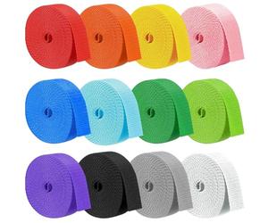 Zyiphor 12 Stücke Gurtband 25mm Polypropylen Gurtbänder Webbing Polyester Baumwollgurtband Meterware Gurtband Polypropylen für DIY Basteln Stricken Verpackungen (2,5 cm x 5 m)