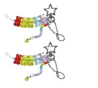 ZYKEJJDDAK 2 Stück Bären-Schlüsselanhänger mit Perlen, modisches Accessoire, geeignet für jugendliche Frauen, bunte Perlen für Taschen, modisches Accessoire