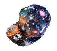 ZYLC Flatcap/Baseballm¨¹TZE, Unisex, Bedruckt, Motiv: Galaxie, Flacher Schild, gr??enverstellbar durch Druckknopflasche, Hip-Hop-Stil - Schwarz