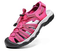 ZYLDK Damen Sandalen Leder Strand Trekkingsandalen Outdoorschuhe Sommer Freizeitschuhe Wanderschuhe Sport-Outdoor Atmungsaktive Sandale Wandersandalen Beach Trekkingschuhe rosarot 37EU