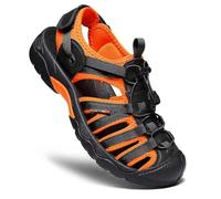 ZYLDK Herren Damen Leder Sandalen Strand Trekkingsandalen Outdoorsandalen Sommer Wandersandale Männer Atmungsaktive geschlossene Sandale Größe 38-46 Orange 40 EU