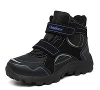 ZYLDK Kinder Winterschuhe Warm Gefütterte Winterboots Jungen Mädchen Trekkingschuhe Schneestiefel Baumwollschuhe Outdoor rutschfest mit Klettverschluss,Schwarzblau,EU 34