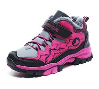 ZYLDK Kinder Winterschuhe Warm Gefütterte Winterboots Jungen Mädchen Trekkingschuhe Schneestiefel Baumwollschuhe Outdoor rutschfest mit Klettverschluss,Rosa,EU 30