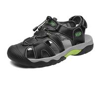 ZYLDK Sandalen Herren Leder Strand Wandersandale Trekkingsandalen Outdoorschuhe Sommer Freizeitschuhe Wanderschuhe Männer Sport-Outdoor Wasser Fischer Atmungsaktive Sandale Größe 39 Schwarz
