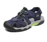 ZYLDK Sandalen Herren Leder Strand Wandersandale Trekkingsandalen Outdoorschuhe Sommer Freizeitschuhe Wanderschuhe Männer Sport-Outdoor Wasser Fischer Atmungsaktive Sandale Größe 40 Blau