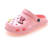 ZYLDK Unisex Gartenschuhe Clogs Kinder Gartenschuhe Kuschelige Hausschuhe Latschen Sommer rutschfeste Slippers mit Cartoon Raupe,2-Rosa,EU35