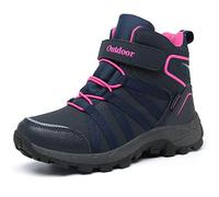 ZYLDK Winterstiefel Kinder Winterschuhe Wanderschuhe Schneestiefel Jungen Warmfutter Wasserdicht Baumwollschuhe Mädchen Trekking Snowboots Mit Klettverschluss,Blau-Pink,40 EU