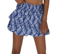 Zylione Damen-Faltenrock, Schößchen-Druck, modischer Blumen-Kurzrock Bad H (Blue, S)