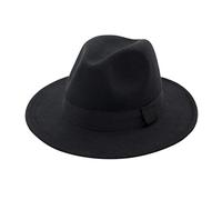 Zylione Fedora-Hut für Herren und Damen, Baumwollfilz, Fedora-Hut, großes Kostüm, Zubehör für Herren, Panama-Kappe, knautschbar, für Reisen, A-schwarz, Einheitsgröße