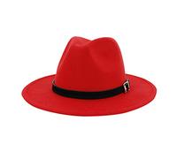 Zylione Fedora-Hut für Herren und Damen, Baumwollfilz, Fedora-Hut, großes Kostüm, Zubehör für Herren, Panama-Kappe, knautschbar, für Reisen, B-Rot, Einheitsgröße