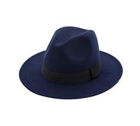 Zylione Fedora-Hut für Herren und Damen, Baumwollfilz, Fedora-Hut, großes Kostüm, Zubehör für Herren, Panama-Kappe, knautschbar, für Reisen, A-Marineblau, Einheitsgröße