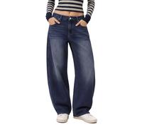 Zylioo Barrel Jeans Damen Extra Lang Jeanshose Baggy Weites Bein Denim Hose | Mittlere Taille Relaxed Fit Wide Leg Geradem Schnitt Jeanshose für Alltag Büro