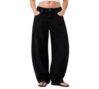 Zylioo Barrel Jeans Damen Extra Lang Jeanshose Baggy Weites Bein Denim Hose | Mittlere Taille Relaxed Fit Wide Leg Geradem Schnitt Jeanshose für Alltag Büro