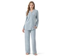 Zylioo Tall Damen Schlafanzug Zweiteiler Extra Lang Pyjama Set Langarm Hausanzug Loungewear Sleepwear