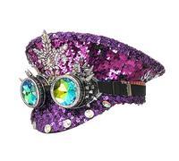 ZYMIADOU Kapitän Hut mit schweren Kristallen und einer grünen Brille für Junggesellinnenabschiede, Tanzen und Partys