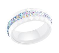 Zymoplas Trendiger Keramikring für Damen zur Hochzeit. Stilvolle und vielseitige Keramikringe für Trauringe für Damen. Damenringe, AB weiß, Größe 7