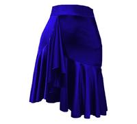 ZYMOZYM Asymmetrischer Lotus-Latein-Tanzrock für Damen, mit Unterhose, Schwarz, Königsblau, Klein