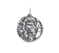 ZYNSAE S925 Sterling Silber Dreidimensional Schnitzschnee Wolf African Lion Round Anhänger und Frauen Personalisierte Mode Alte Halskette Anhänger, Löwe, 925 Silber