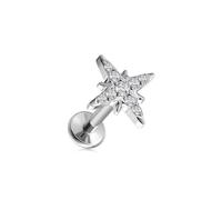 Zysta 2er G23 Titan Helix Piercings Hexagramm/Achtzackstern Ohrstecker Labret Rook Knorpel Tragus Piercing, Innengewinde Ohrpiercing, 1.2mm/16g, 8mm, Silber/Gold