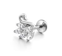 Zysta G23 Titan Helix Piercings Schwanenform Ohrstecker Labret Rook Knorpel Tragus Piercing, Innengewinde Ohrpiercing, 1.2mm/16g, 8mm, Silber/Gold