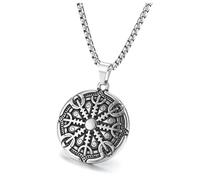 Zysta Halskette herren Wikinger Schmuck Helm of Awe Vegvisir Anhänger Kette für Männer Papa Geschenk