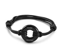 Zysta Personalisiert Gravur- Edelstahl Asche Schmuck Memorial Urne Armband Verstellbar Lederarmband Kreis der Ewigkeit des Lebens Wasserdicht Armreif + Trichter füllen Kit (Schwarz)