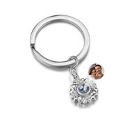 Zysta Schlüsselanhänger Personalisiert Projektion Schlüsselanhänger mit Bild im Stein Foto Sonnenblume Keychain als Geschenk für Damen Mädchen (Silber)