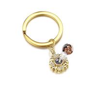 Zysta Schlüsselanhänger Personalisiert Projektion Schlüsselanhänger mit Bild im Stein Foto Sonnenblume Keychain als Geschenk für Damen Mädchen (Gold)